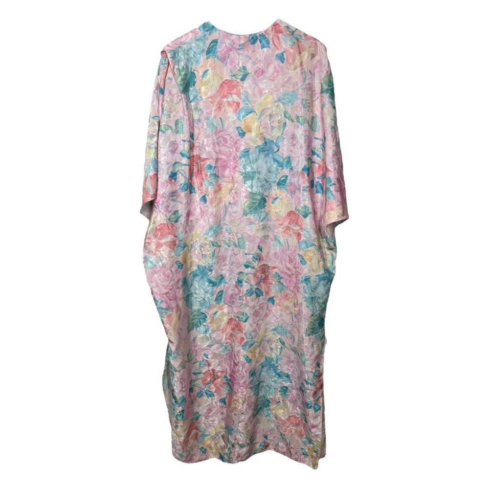 Vintage Barbizon At Home Caftan Mumu Floral Nightgown Petite Small Pink Maxi - Picture 2 of 11